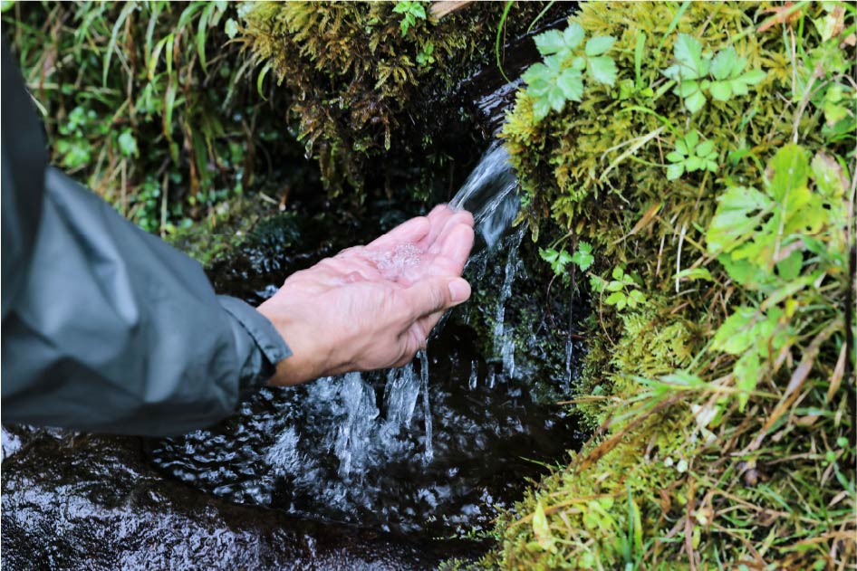 In the on-season, meltwater constantly wells up.